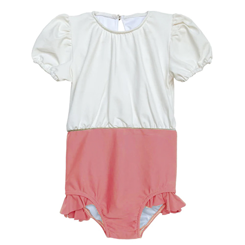[Cosmosophie]Tee Swimsuit-ivory pink
