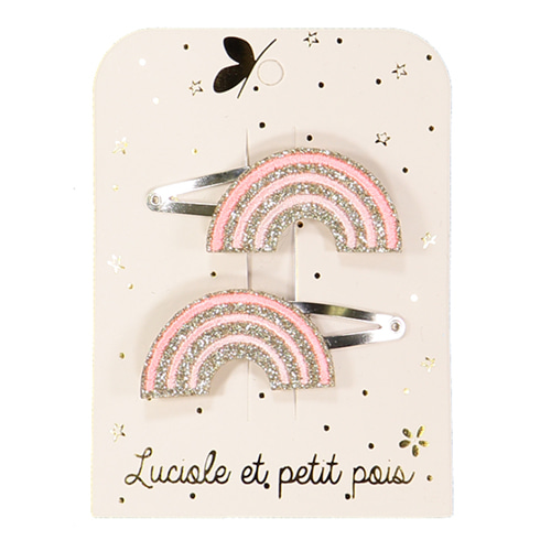 rainbow hair clips-pink pastel
