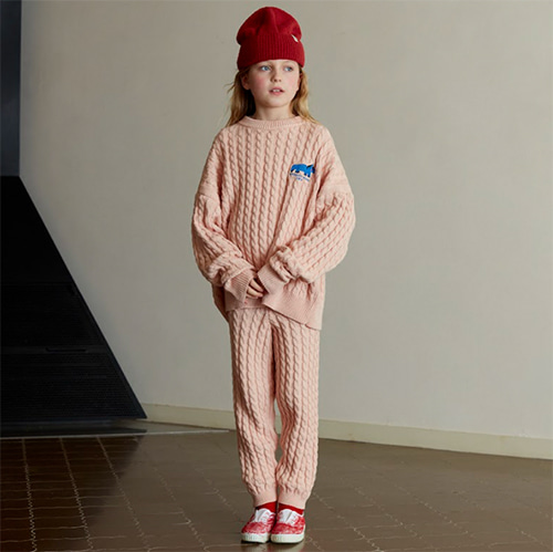[Weekend House Kids]Cable Knit Pants-pink(60%)