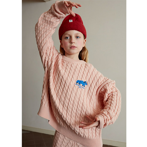 [Weekend House Kids]Cable Knit Sweater-pink(30%)