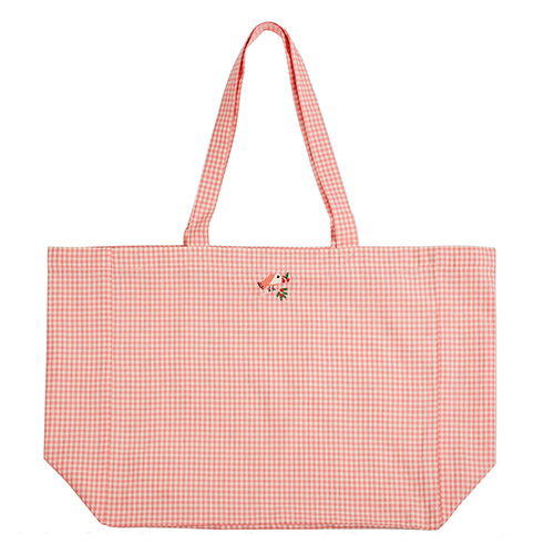 [EMILE &amp; IDA]pink gingham cotton tote bag