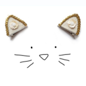 cat ear clips-cream