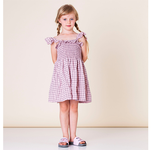 [Tocoto Vintage]kid girl check dress-pink(50%)