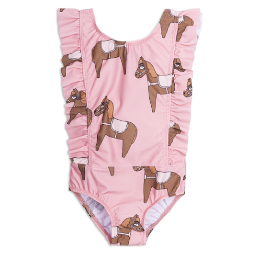horse ruffled swimsuit-pink