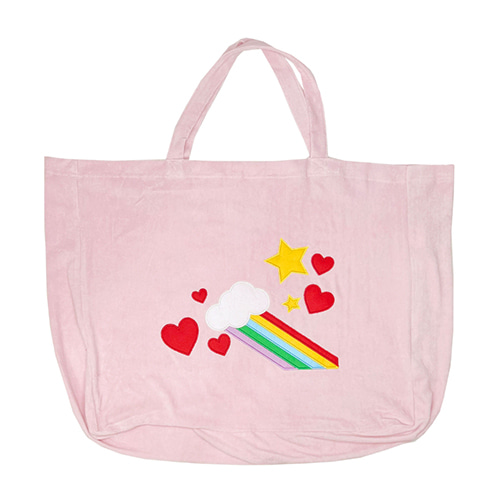[HUGO LOVES TIKI]Terry Beach Bag-rainbows/hearts pink