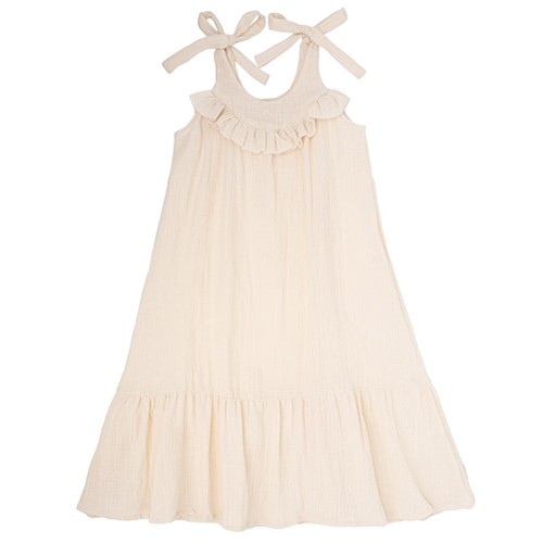 [Tocoto Vintage]kid long plain dress-off white
