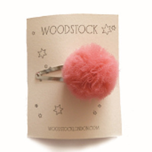 tulle pompom snap clip-coral